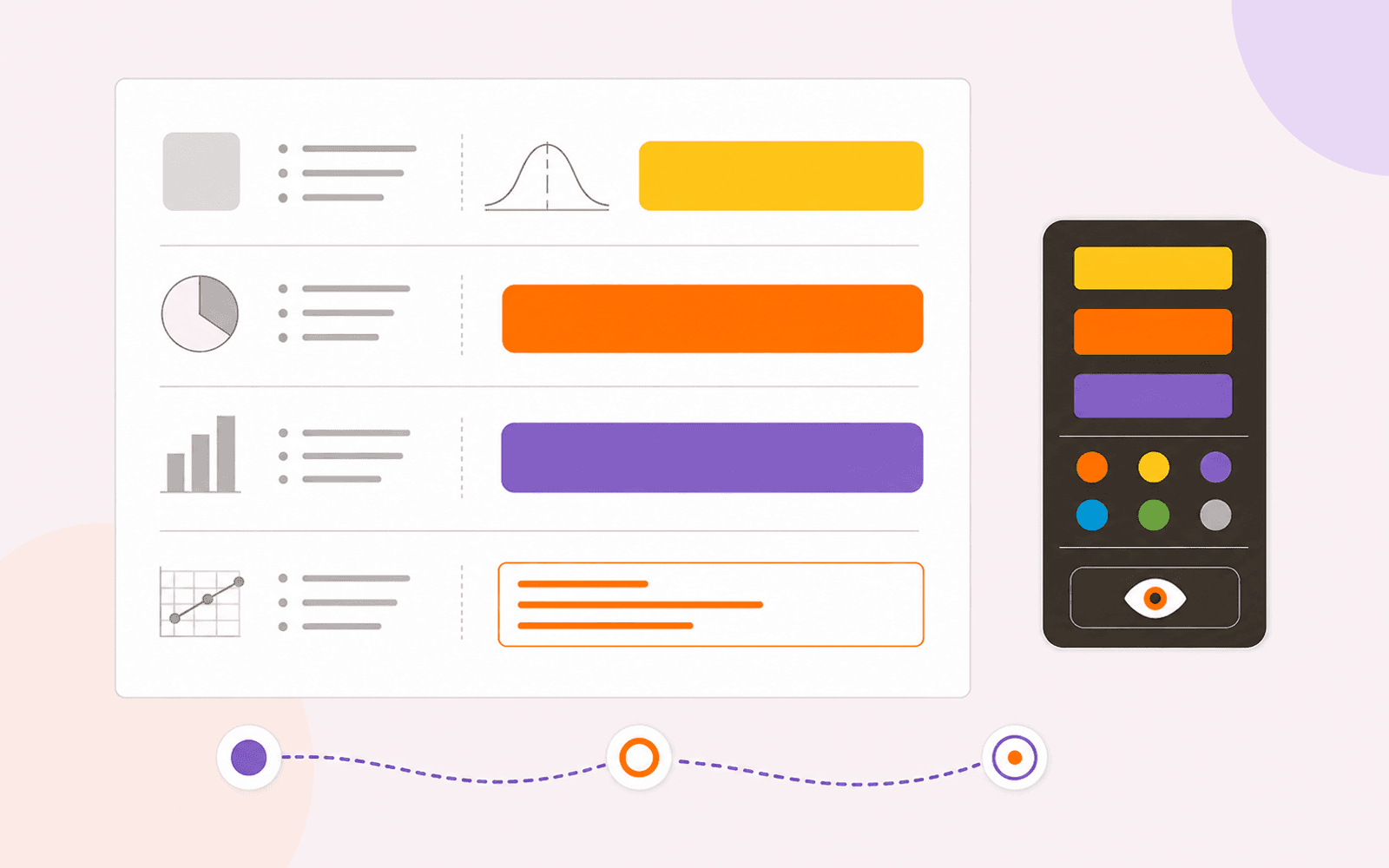 A PDF study sheet has three answers covered by yellow, orange, and purple tape, one revealed answer, and controls for tape width, color, and reveal