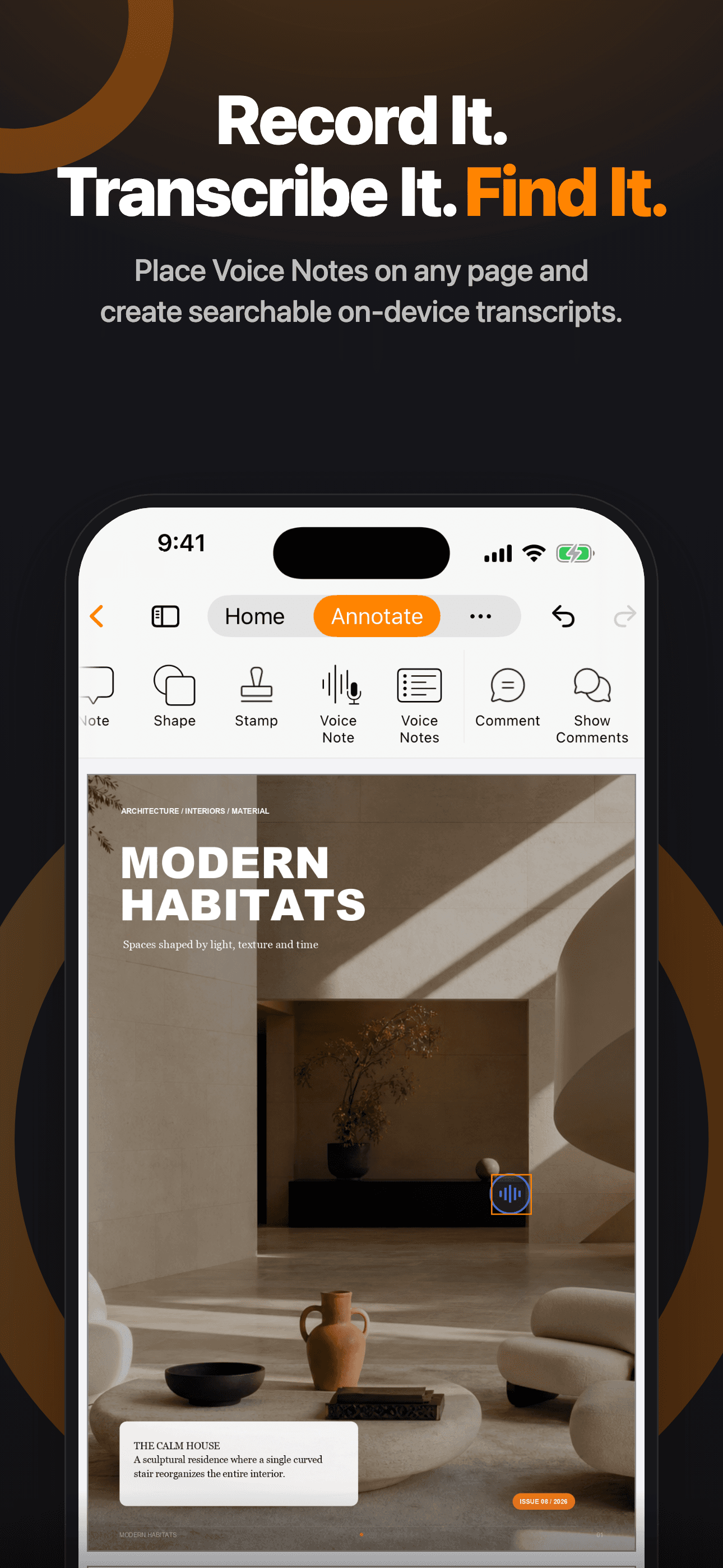 Record It. Transcribe It. Find It. — PDF Max on iPhone