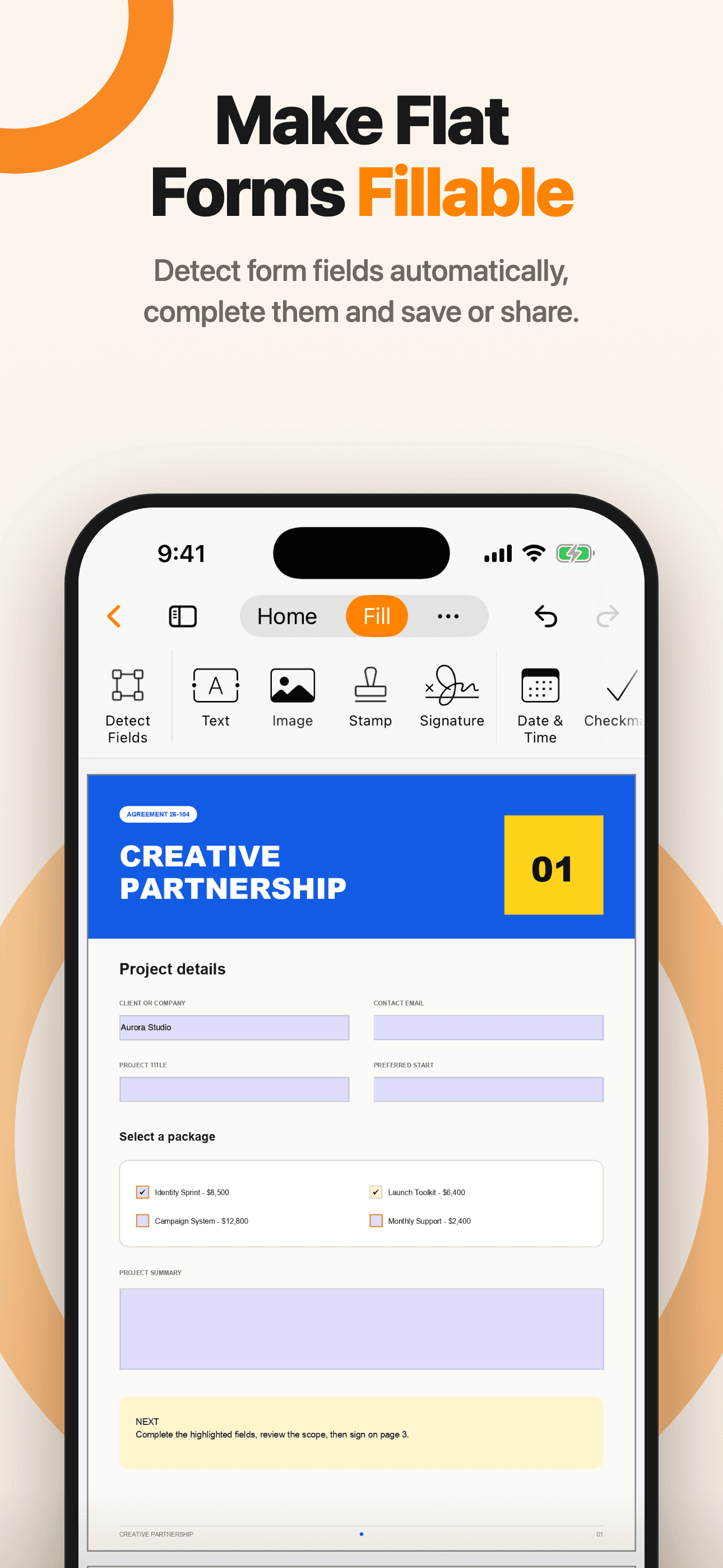 Make Flat Forms Fillable — PDF Max on iPhone