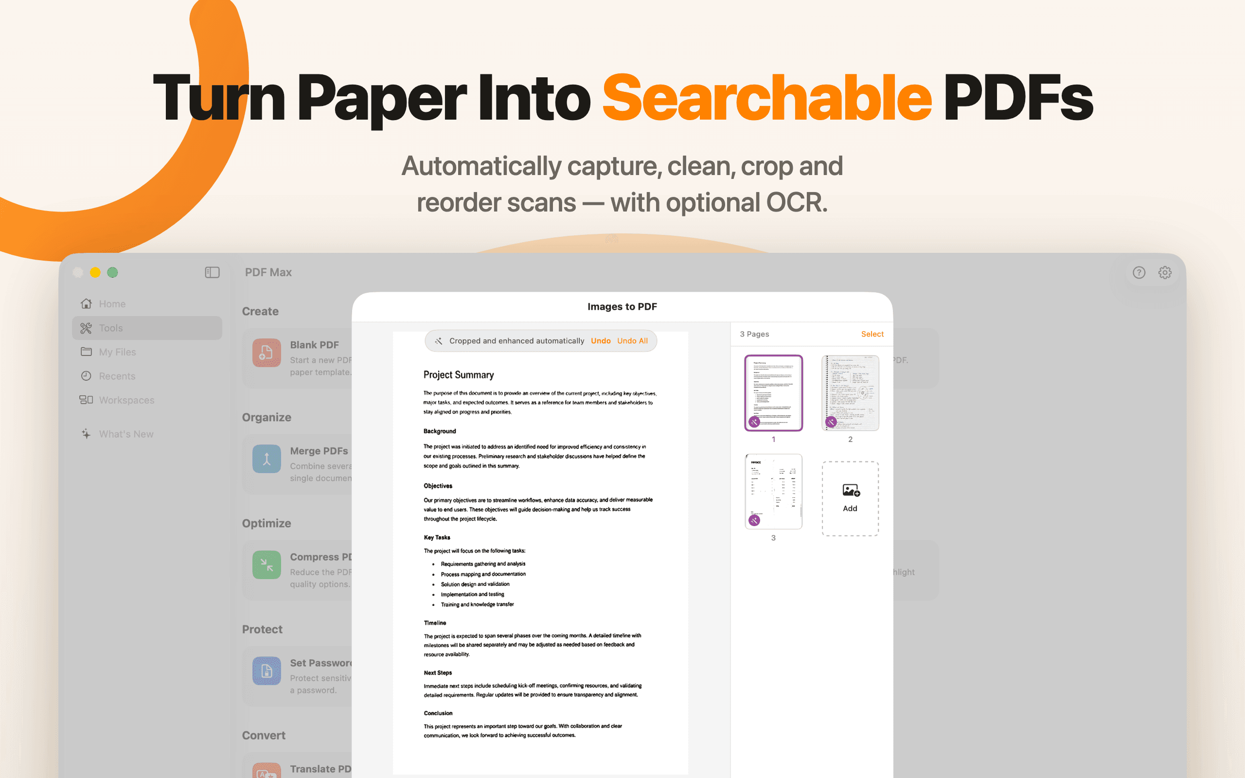 Turn Images Into Searchable PDFs — PDF Max on Mac