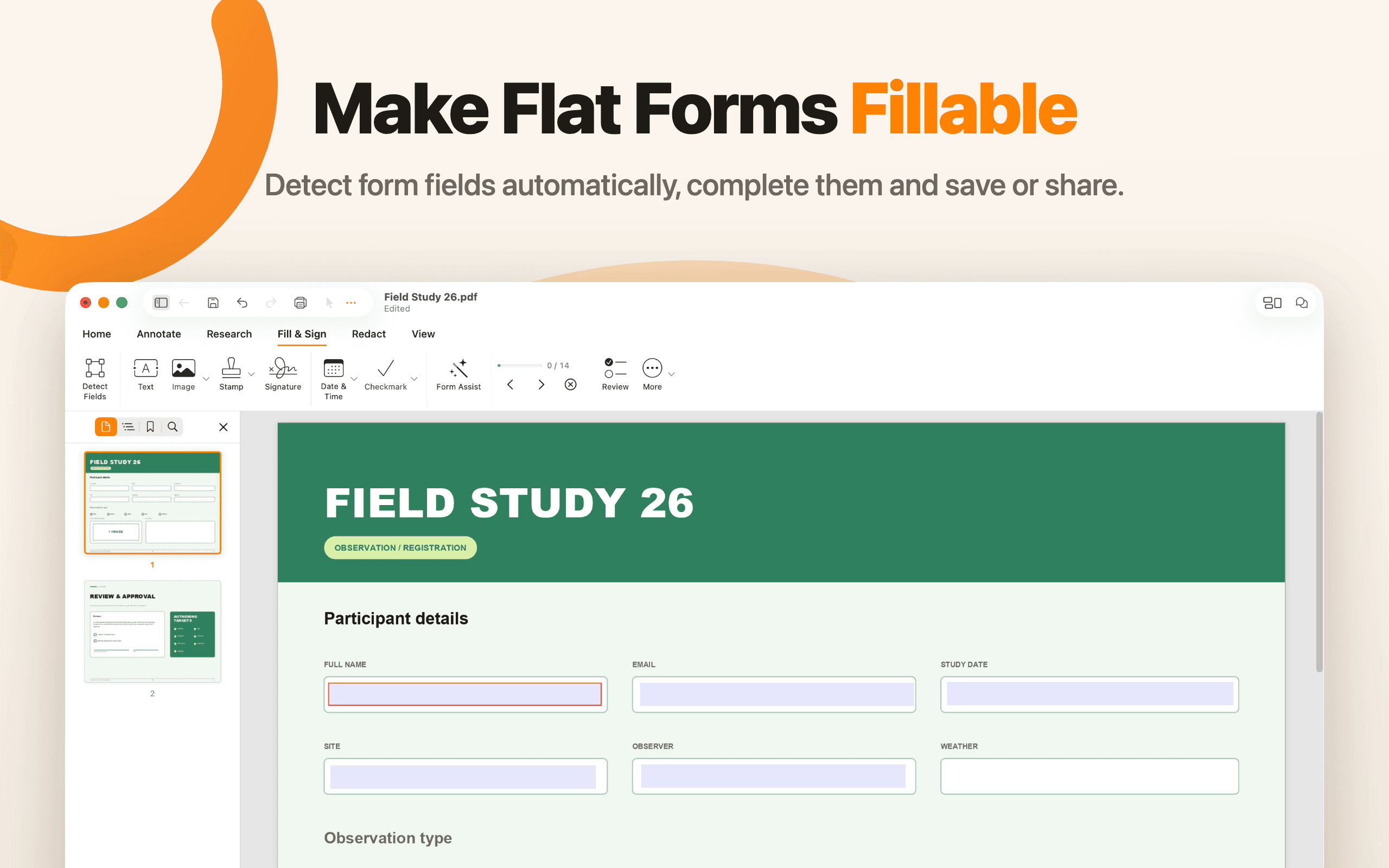 Make Flat Forms Fillable — PDF Max on Mac